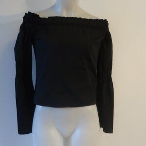 Womens ZAC Zac Posen Black Off-Shoulder Blouse Top 0